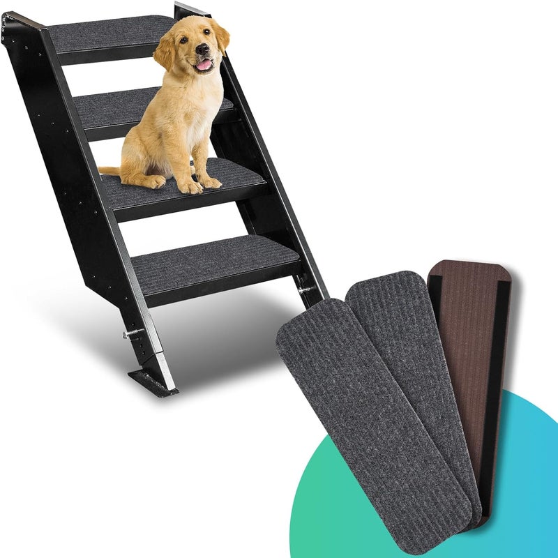 ESUDNT RV Step Covers Rug 3 Pack Stair Covers Carpets for Mobile Home, Camper, 24 inch Wide (24”*7.5”, Black) - Image 1